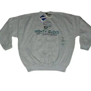 Anaheim Mighty Ducks Vintage 90s Mens Logo 7 Embroidered Sweatshirt XXL 2X New